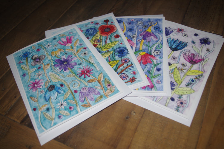 Brighten someone's day with this beautiful A5 greeting card. They are full of beautiful flowers, different types, different sizes and many different colours. This card is printed on high quality 350gsm silk coated card.