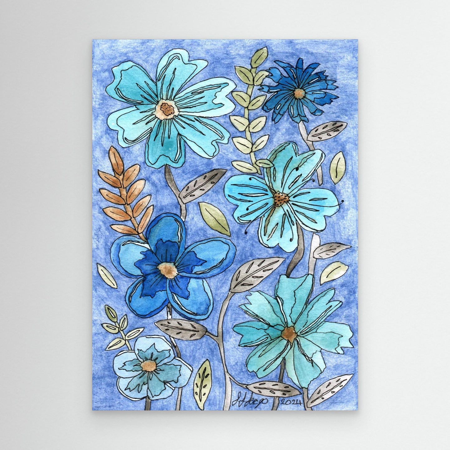 Shades of Blue - Framed Canvas Giclée Print