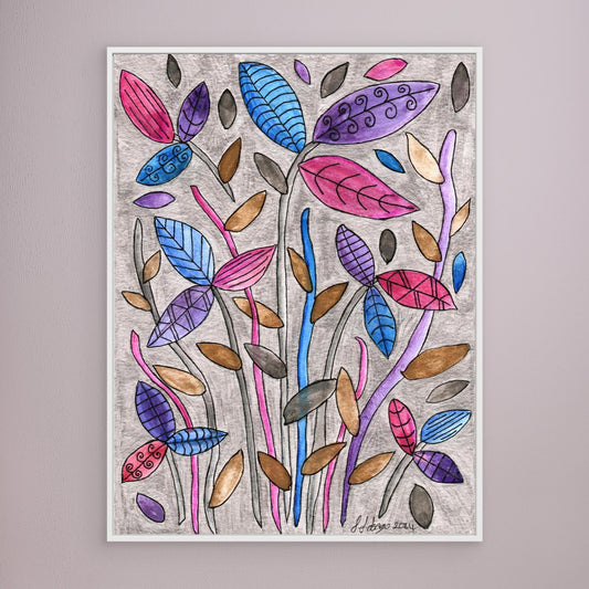 Leafy Bright - Framed Canvas Print