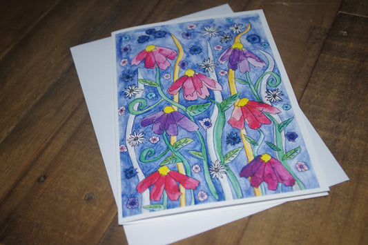 Brighten someone's day with this beautiful card. Inspired by cottage gardens, they are full of beautiful flowers, different types, different sizes and many different colours.