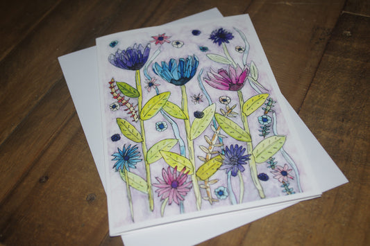 Brighten someone's day with this beautiful card. There's something about the mix of lime, lilac, purple and blue that makes one feel happy, calm and relaxed.