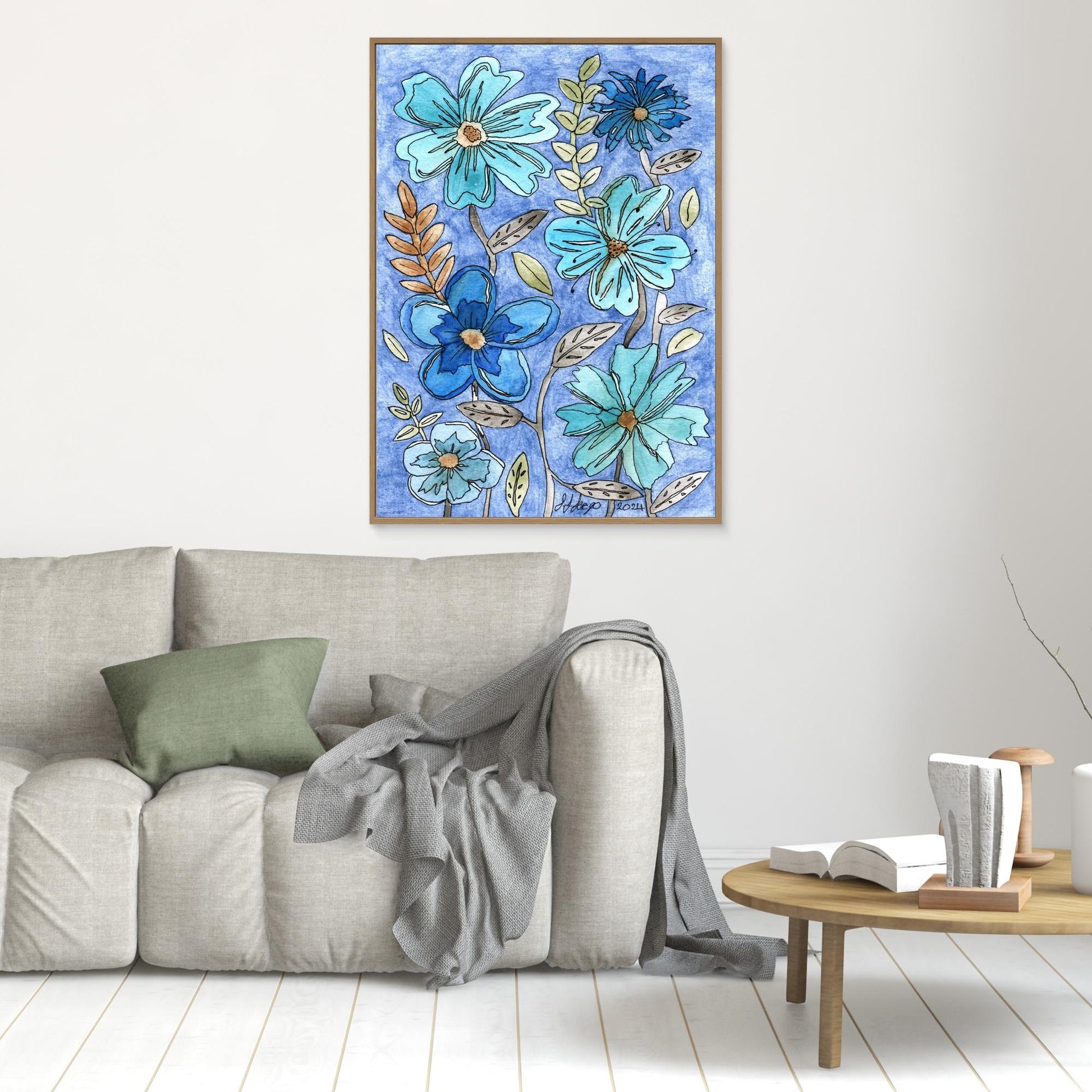 Shades of Blue - Framed Canvas Giclée Print