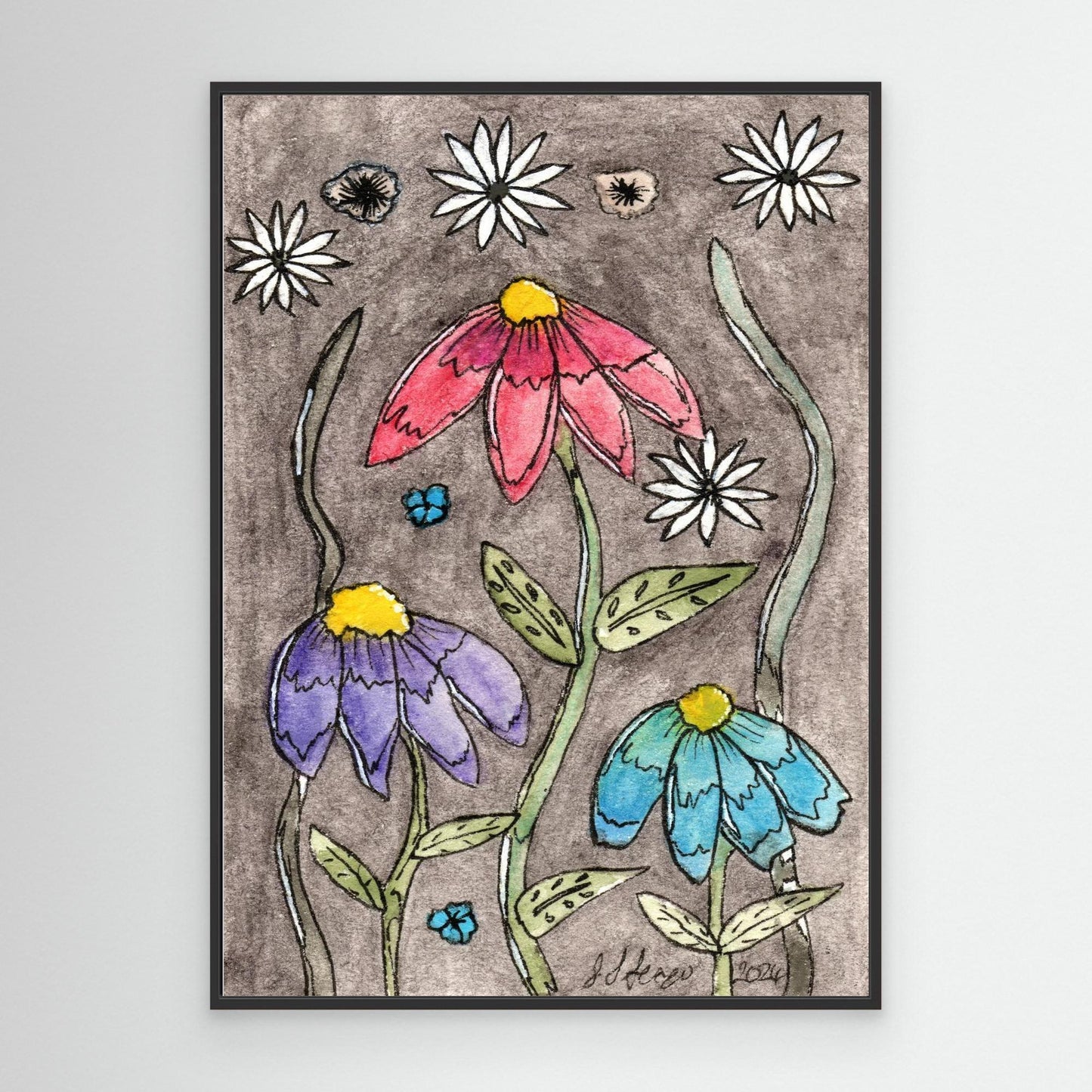 Echinacea - Framed Canvas Giclée Print