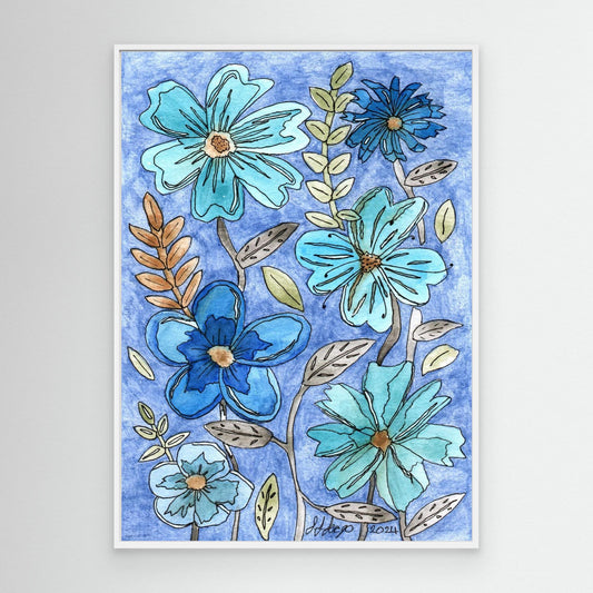 Shades of Blue - Framed Canvas Giclée Print