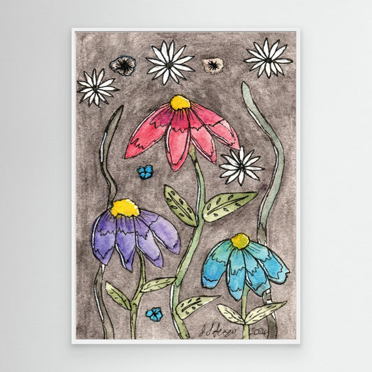 Echinacea - Framed Canvas Giclée Print