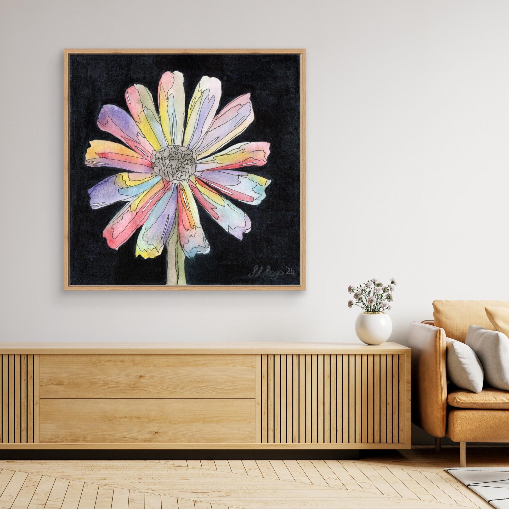 Daisy - Framed Canvas Giclée Print