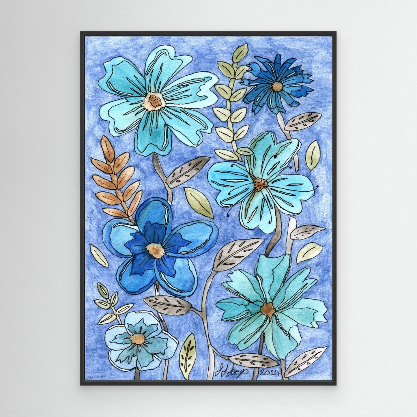 Shades of Blue - Framed Canvas Giclée Print